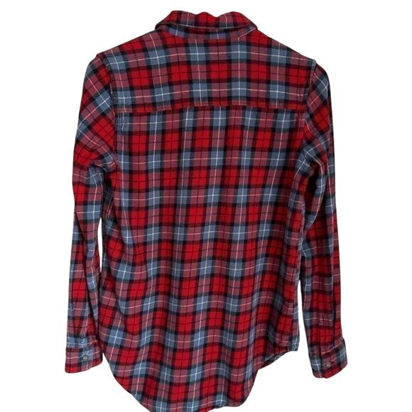Vans Flannel Red and Blue Plaid Button Down Top Women’s Small - Picture 2 of 5